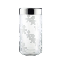 Βάζο Αποθήκευσης Girotondo AKK38 1500ml Silver-Clear Alessi Ατσάλι,Γυαλί