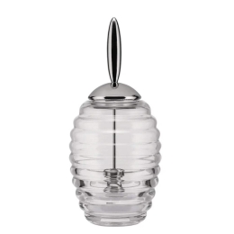 Δοχείο Αποθήκευσης Μελιού TW01 350ml 8,7x19,7cm Clear-Silver Alessi Ατσάλι,Γυαλί