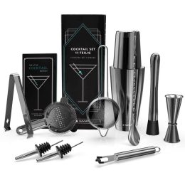 Αξεσουάρ Για Cocktail (Σετ 11Τμχ.) 49860.11.01 Από Ανοξείδωτο Ατσάλι Dark Grey Navaris Ανοξείδωτο Ατσάλι