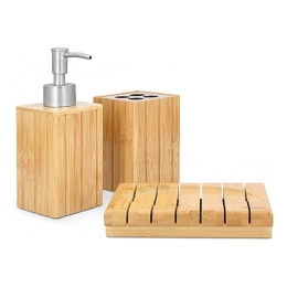 Σετ Μπάνιου 3Τμχ 50084.03 18,5x16x11cm Natural-Inox Navaris Bamboo