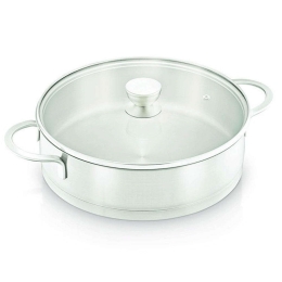 Κατσαρόλα Ρηχή Με Γυάλινο Καπάκι 30004162 Φ32cm-5Lt Silver 32cm Ανοξείδωτο Ατσάλι