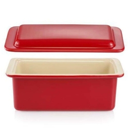 Φόρμα Ψωμιού Με Καπάκι Delicia 622214 22x10x9,5cm White-Red Tescoma Κεραμικό