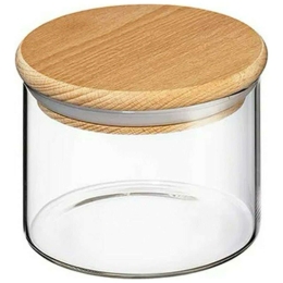 Βάζο Αποθήκευσης 73.056440 Φ10,5x8cm 350ml Clear-Natural Zassenhaus Ξύλο,Γυαλί