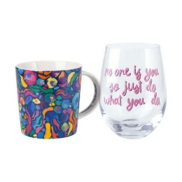 Κούπα Και Ποτήρι Africa Navy Kasey Rainbow Wild at Heart (Σετ 2Τμχ) DX1226 380ml/500ml Multi Maxwell Πορσελάνη,Γυαλί