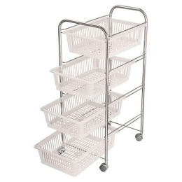 Μανάβης Τρόλεϊ Με Λαβή 4 Θέσεων 40373 31x46x85cm White-Silver