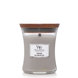 Κερί Αρωματικό Σε Βάζο Fireside 92106E 9,9x9,9x11,4cm Grey WoodWick Κερί