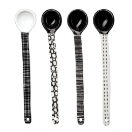 Κουταλάκια Καφέ (Σετ 4Τμχ) 44920214 11,5cm White-Black Asa Πορσελάνη