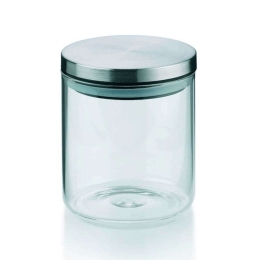 Δοχείο Αποθήκευσης Baker 10767 Φ9,5x11cm 600ml Clear-Inox Kela Ατσάλι,Γυαλί
