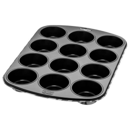 Φόρμα Muffins Αντικολλητική 12 Θέσεων Zebrafrica 3201112089 38x27x3cm Black-White Kaiser Ατσάλι