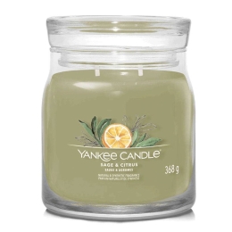 Αρωματικό Κερί Signature Sage & Citrus Medium 1629995E 9,3x11,4cm Green Yankee Candle