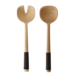 Κουτάλες Σερβιρίσματος Wood (Σετ 2Τμχ) 53932970 31cm Natural-Black Asa Ξύλο