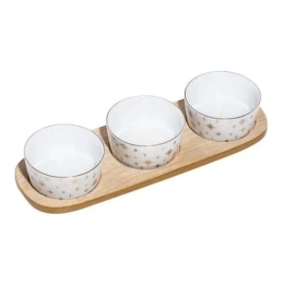 Μπωλ Σε Βάση Starry (Σετ 3Τμχ) 72897 8,5cm 10x31,5cm White-Gold Ladelle