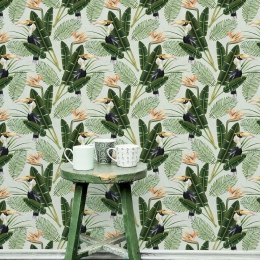 Ταπετσαρία Birds Of Paradise WP20092 Green-Orange-Black-White MindTheGap 52x300cm