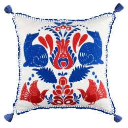 Μαξιλάρι Διακοσμητικό (Με Γέμιση) Folk Embroidery LC40080 50x50 Blue-Red MindTheGap 50Χ50 Πούπουλο-Φτερό