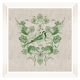 Κάδρο Embroidery Folk I FA13254 70x70cm Green MindTheGap Τετράγωνοι Ξύλο