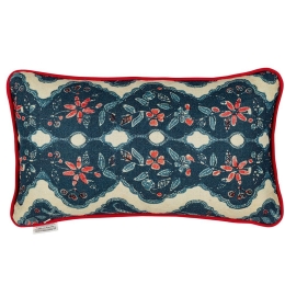 Μαξιλάρι Διακοσμητικό (Με Γέμιση) Phoenicia Batik Lc40122 50X30Cm White-Blue Mindthegap 30X50 Πούπουλο-Φτερό