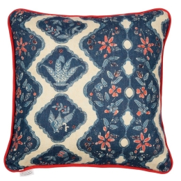 Μαξιλάρι Διακοσμητικό (Με Γέμιση) Phoenicia Batik Lc40112 50X50Cm White-Blue Mindthegap 50Χ50 Πούπουλο-Φτερό