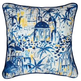 Μαξιλάρι Διακοσμητικό (Με Γέμιση) Rhodes Lc40114 50X50Cm White-Blue Mindthegap 50Χ50 Πούπουλο-Φτερό