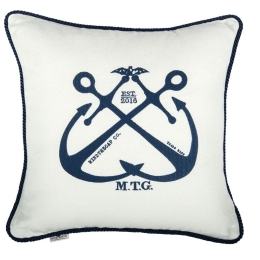 Μαξιλάρι Διακοσμητικό (Με Γέμιση) Vintage Anchors Lc40106 50X50Cm White-Blue Mindthegap 50Χ50 Πούπουλο-Φτερό