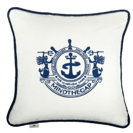Μαξιλάρι Διακοσμητικό (Με Γέμιση) Voyage Lc40105 50X50Cm White-Blue Mindthegap 50Χ50 Πούπουλο-Φτερό