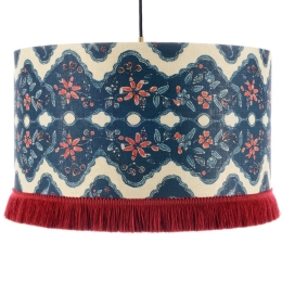 Φωτιστικό Οροφής Phoenicia Batik Cl50407 Ø35X22 E27 Blue-Red Mindthegap Μέταλλο,Ύφασμα