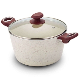 Κατσαρόλα Βαθιά Αντικολλητική Terrestrial 10-044-011 26cm Bordo-Beige Nava 26cm Αλουμίνιο