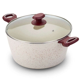 Κατσαρόλα Βαθιά Αντικολλητική Terrestrial 10-044-015 28cm Bordo-Beige Nava 28cm Αλουμίνιο