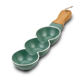 Ορντερβιέρα 3 Θέσεων Terrestrial 10-263-123 41x10x5cm Green-Natural Nava Porcelain,Bamboo