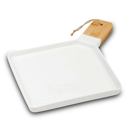 Πιατέλα Σερβιρίσματος Με Λαβή Terrestrial 10-263-027 45x35x2cm White-Natural Nava Πορσελάνη,Bamboo