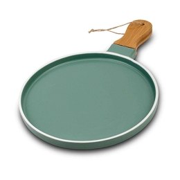 Πιατέλα Σερβιρίσματος Με Λαβή Terrestrial 10-263-124 35x22x2,5cm Green-Natural Nava Πορσελάνη,Bamboo