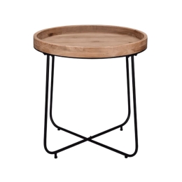 Τραπεζάκι Βοηθητικό Jil 2020230 66,5x58cm Natural-Black Mirrors & More