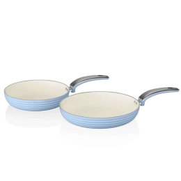 Τηγάνι Αντικολλητικό Retro (Σετ 2Τμχ) SWPS2010BLN Φ20/28cm Light Blue Swan Αλουμίνιο