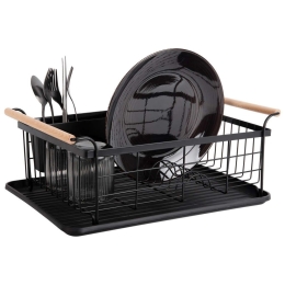 Πιατοθήκη Με Βάση Accent PT4051BK 29,5x18,5cm Natural-Black Present Time Μέταλλο,Ξύλο