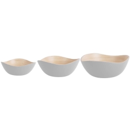 Μπωλ Puro Organic (Σετ 3Τμχ) PT4139WH S-Φ17,5x7cm M-Φ22,5x8,5cm L-Φ28x11cm White Present Time Bamboo