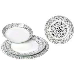 Σερβίτσιο Πιάτα Φαγητού Nostro (Σετ 20Τμχ) 25.860.40 Black-White Cryspo Trio 20 τμχ Porcelain