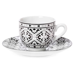 Φλυτζάνι Καφέ Με Πιατάκι Nostro 25.860.17 100ml Black-White Cryspo Trio Πορσελάνη