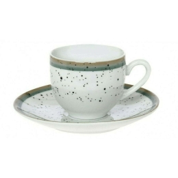 Φλυτζάνι Καφέ Με Πιατάκι Suomi 25.175.17 100ml White-Multi Cryspo Trio Πορσελάνη