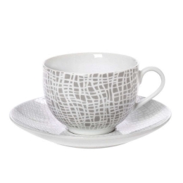 Φλυτζάνι Τσαγιού Με Πιατάκι Fashion 25.638.16 250ml White-Grey Cryspo Trio Πορσελάνη