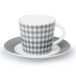 Φλυτζάνι Τσαγιού Με Πιατάκι Fino 15.103.16 250ml White-Grey Cryspo Trio Πορσελάνη