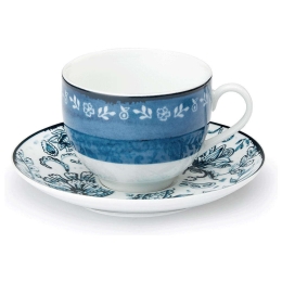 Φλυτζάνι Τσαγιού Με Πιατάκι Mediterraneo 25.275.16 250ml White-Blue Cryspo Trio Πορσελάνη