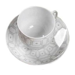 Φλυτζάνι Τσαγιού Με Πιατάκι Ovvio 25.627.16 250ml White-Grey Cryspo Trio Πορσελάνη