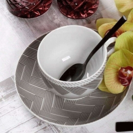 Φλυτζάνι Τσαγιού Με Πιατάκι Plaza 25.743.16 250ml Beige-Multi Cryspo Trio Πορσελάνη