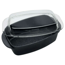 Γάστρα Με Γυάλινο Καπάκι 70.020.40 40x22x10,7cm Black Cryspo Trio Αλουμίνιο
