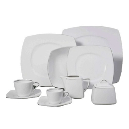 Σερβίτσιο Πιάτα Φαγητού Nagoya (Σετ 20Τμχ) 50.001.40 White-Platinum Cryspo Trio 20 τμχ Πορσελάνη