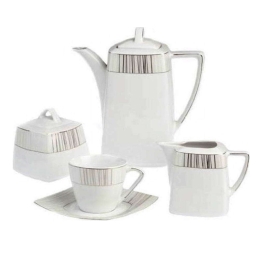 Σετ Τσαγιού Πορσελάνινο Linette (9Τμχ) 50.277.31 White-Multi Cryspo Trio Πορσελάνη