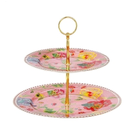 Ορντεβιέρα 2 Θέσεων Floral Pink 14.221.73 27cm Pink-Multi Cryspo Trio Πορσελάνη