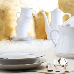 Σερβίτσιο Πιάτα Φαγητού Kamelia (Σετ 20Τμχ) 41.001.40P White-Platinum Cryspo Trio 20 τμχ Πορσελάνη