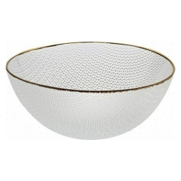 Φρουτιέρα Tuana 80.184.07 Φ24cm Clear-Gold Cryspo Trio Γυαλί