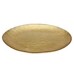 Πιάτο Ρηχό Στρογγυλό Kronos Oro 80.510.01 Φ28cm Gold Cryspo Trio Γυαλί