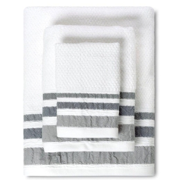Πετσέτες Plade (Σετ 3Τμχ) 02.530.10 White-Grey Cryspo Trio Σετ Πετσέτες 70x140cm 100% Βαμβάκι
